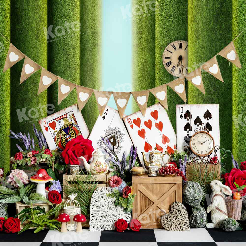Kate Playing Cards Roses Rabbits Backdrop Designed by Chain Photography -UK