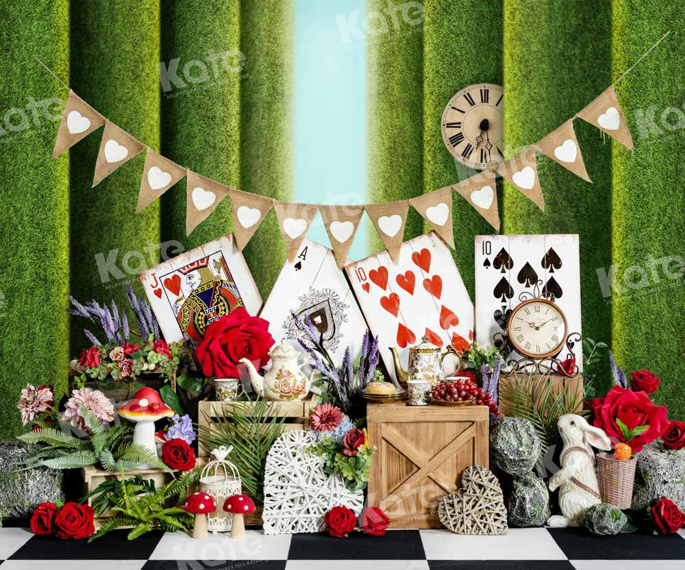 Kate Playing Cards Roses Rabbits Backdrop Designed by Chain Photography -UK