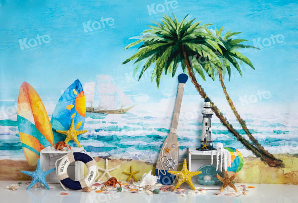 Kate Summer Beach Sea Surfboard Backdrop Designed by Emetselch -UK
