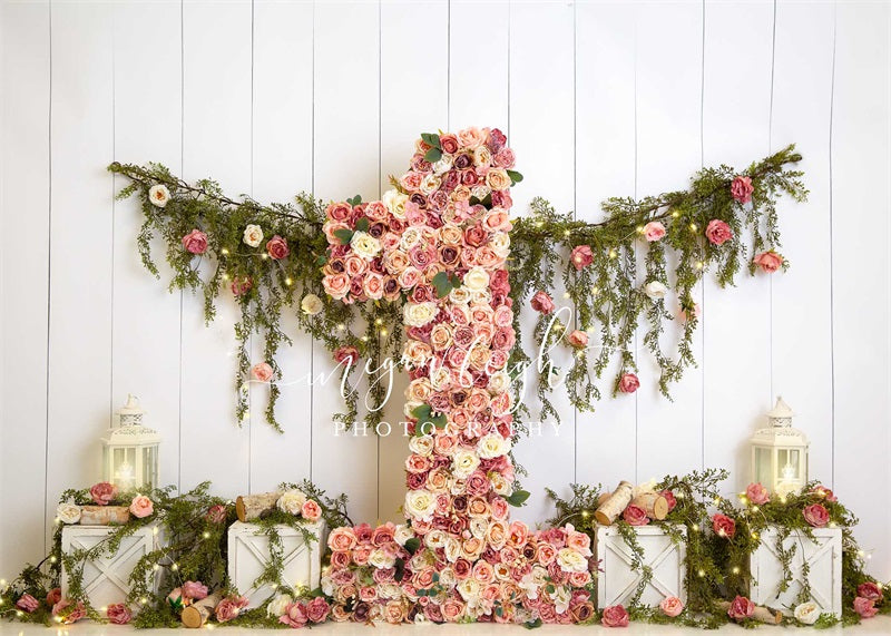 Kate Spring Flower 1st Birthday Backdrop Designed by Megan Leigh Photography -UK