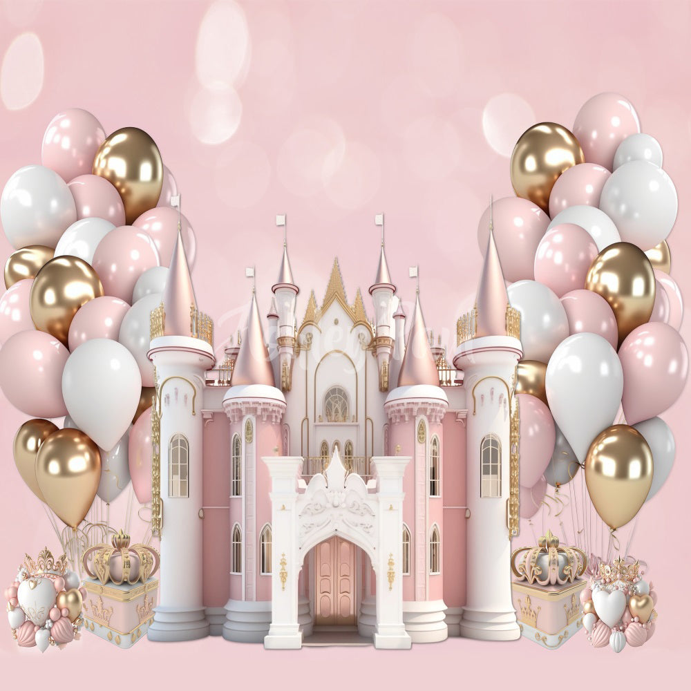 Kate Pink Princess Castle Birthday Backdrop Designed by Ashley Paul -UK
