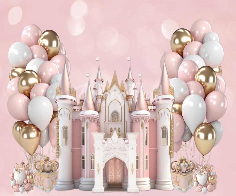 Kate Pink Princess Castle Birthday Backdrop Designed by Ashley Paul -UK