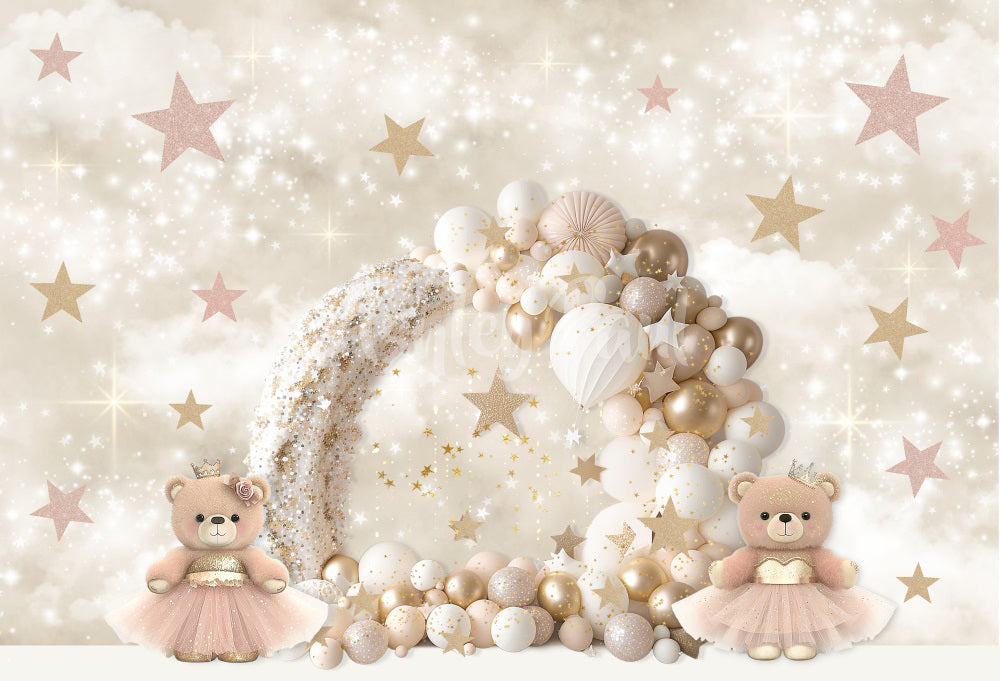 Kate Teddy Beer Princess Balloon Arch Backdrop Designed by Ashley Paul -UK
