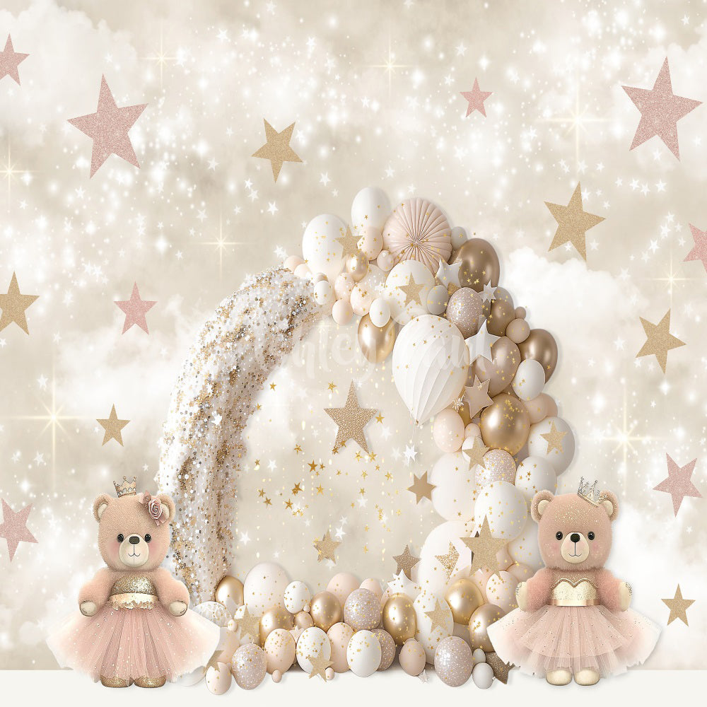 Kate Teddy Beer Princess Balloon Arch Backdrop Designed by Ashley Paul -UK