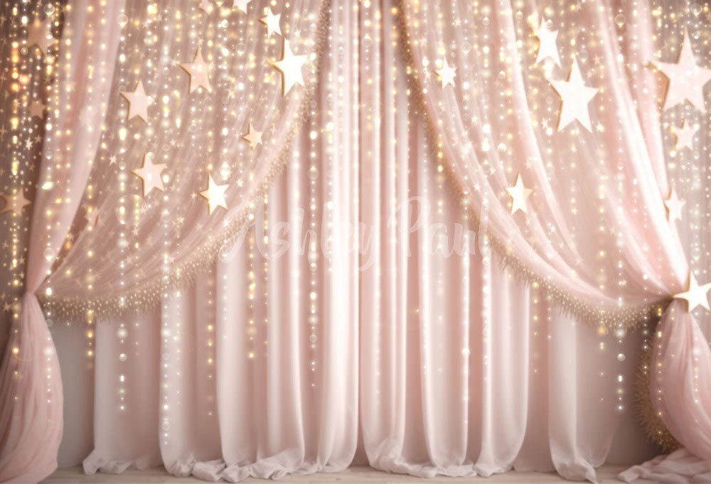 Kate Pink Princess Curtains Backdrop Designed by Ashley Paul -UK