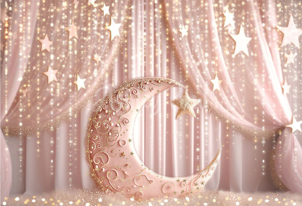 Kate Pink Princess Moon Curtain Backdrop Designed by Ashley Paul -UK