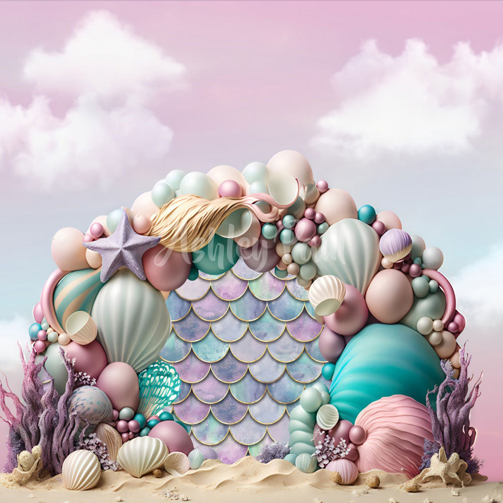 Kate Mermaid Balloons Arch Backdrop Designed by Ashley Paul -UK