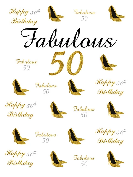 Kate 50th Birthday Gold Custom Step and Repeat Photo Backgrounds for Party -UK
