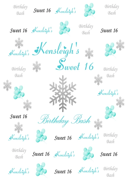 Kate Sweet Sixteen Birthday Party White Backdrop with Snow Green Baloon -UK