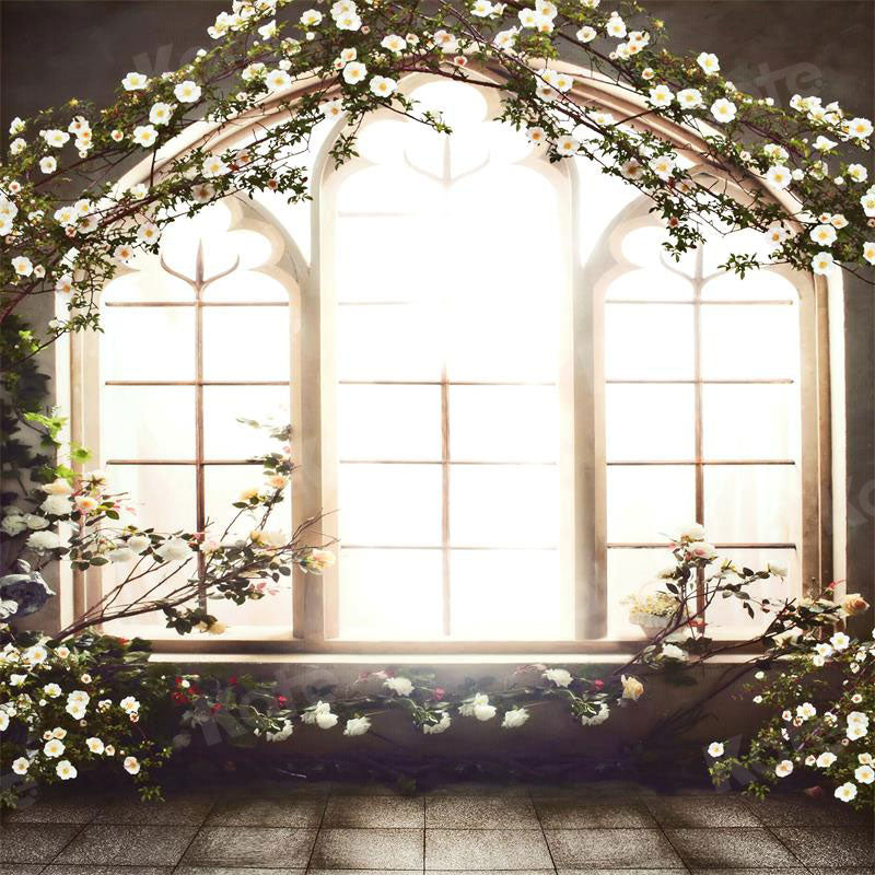 Kate Interior Wedding Flowers Window Frame Photography Backdrops - Kate Backdrop UK