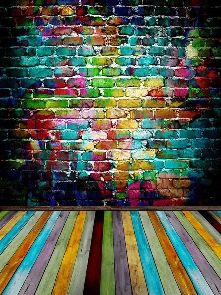 Kate Colorful Graffiti Brick and Floor Backdrop for Photography -UK