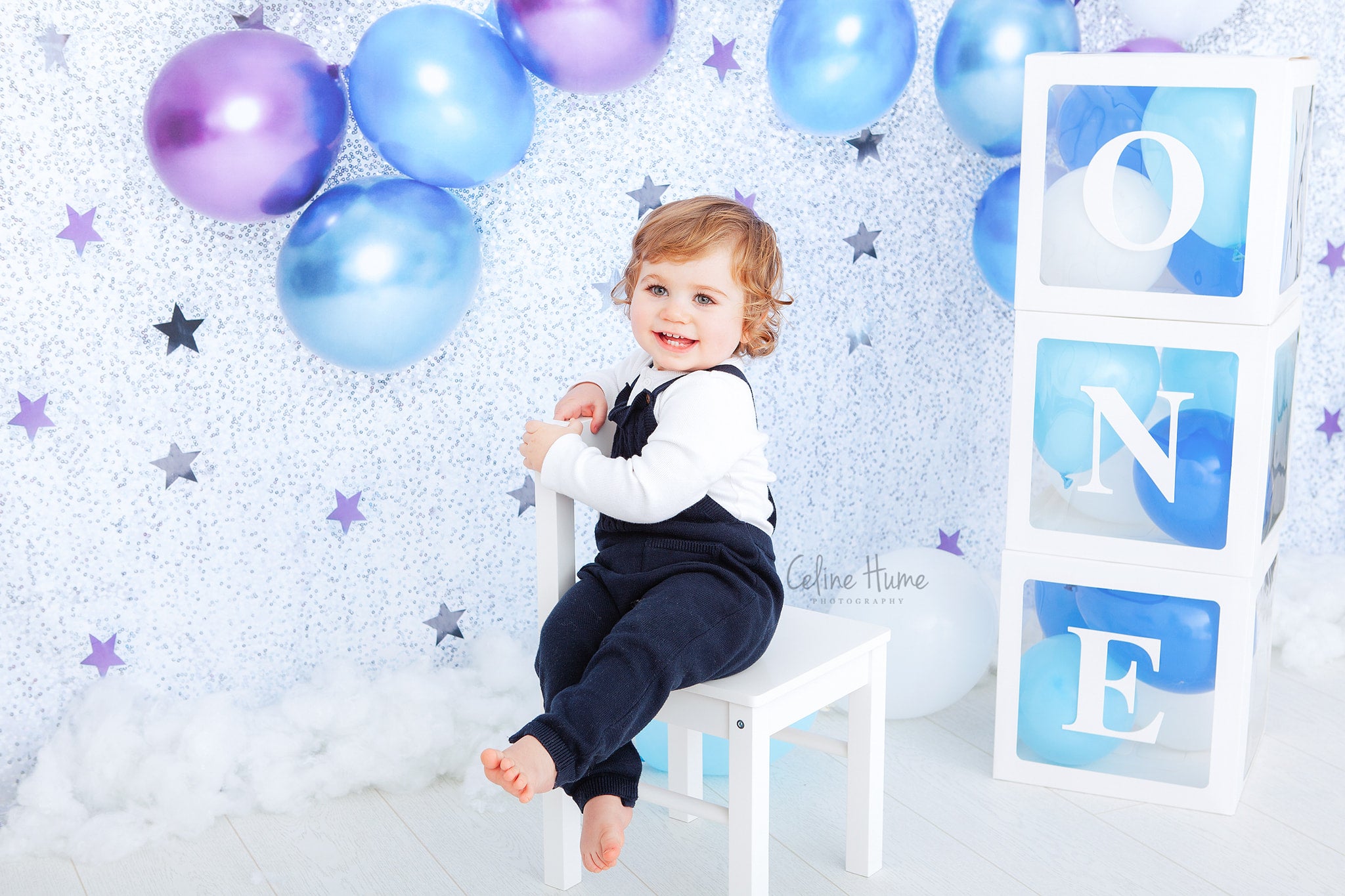 Kate Cake Smash Star Blue Balloons Backdrop Designed by Emetselch -UK