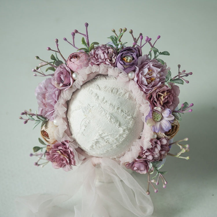 Kate Floral Bonnet for Newborn Photography