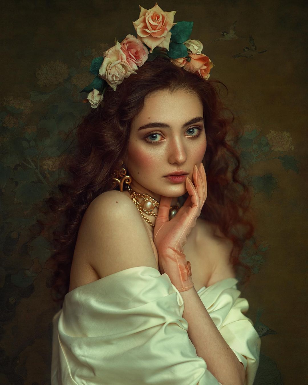 Kate Abstract Yellow Brown/Abstract Dark Green Collapsible Backdrop Photography 5X6.5ft(1.5x2m) -UK