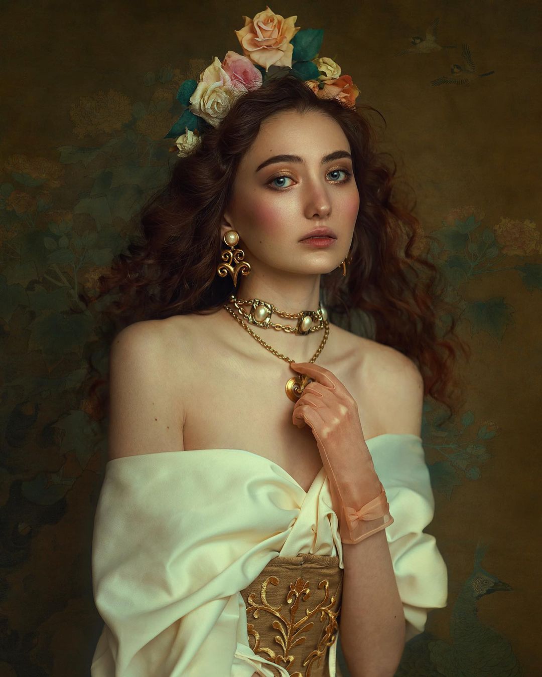 Kate Abstract Yellow Brown/Abstract Dark Green Collapsible Backdrop Photography 5X6.5ft(1.5x2m) -UK