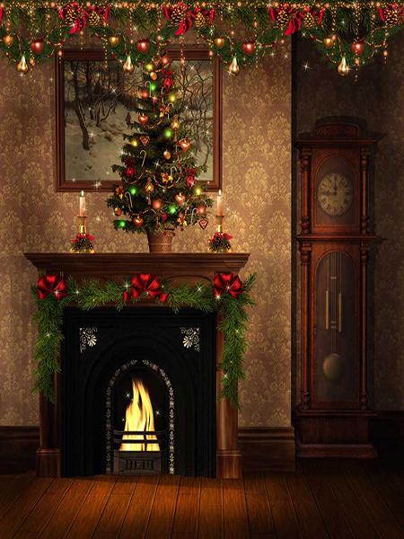 Kate Christmas Fireplace Photography Backdrop Photo Props - Kate backdrops UK