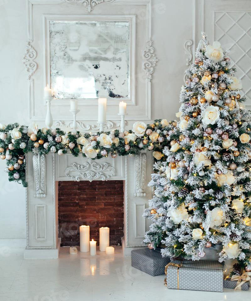 Kate White Christmas Photography Backdrop Fireplace Studio Props - Kate backdrop UK