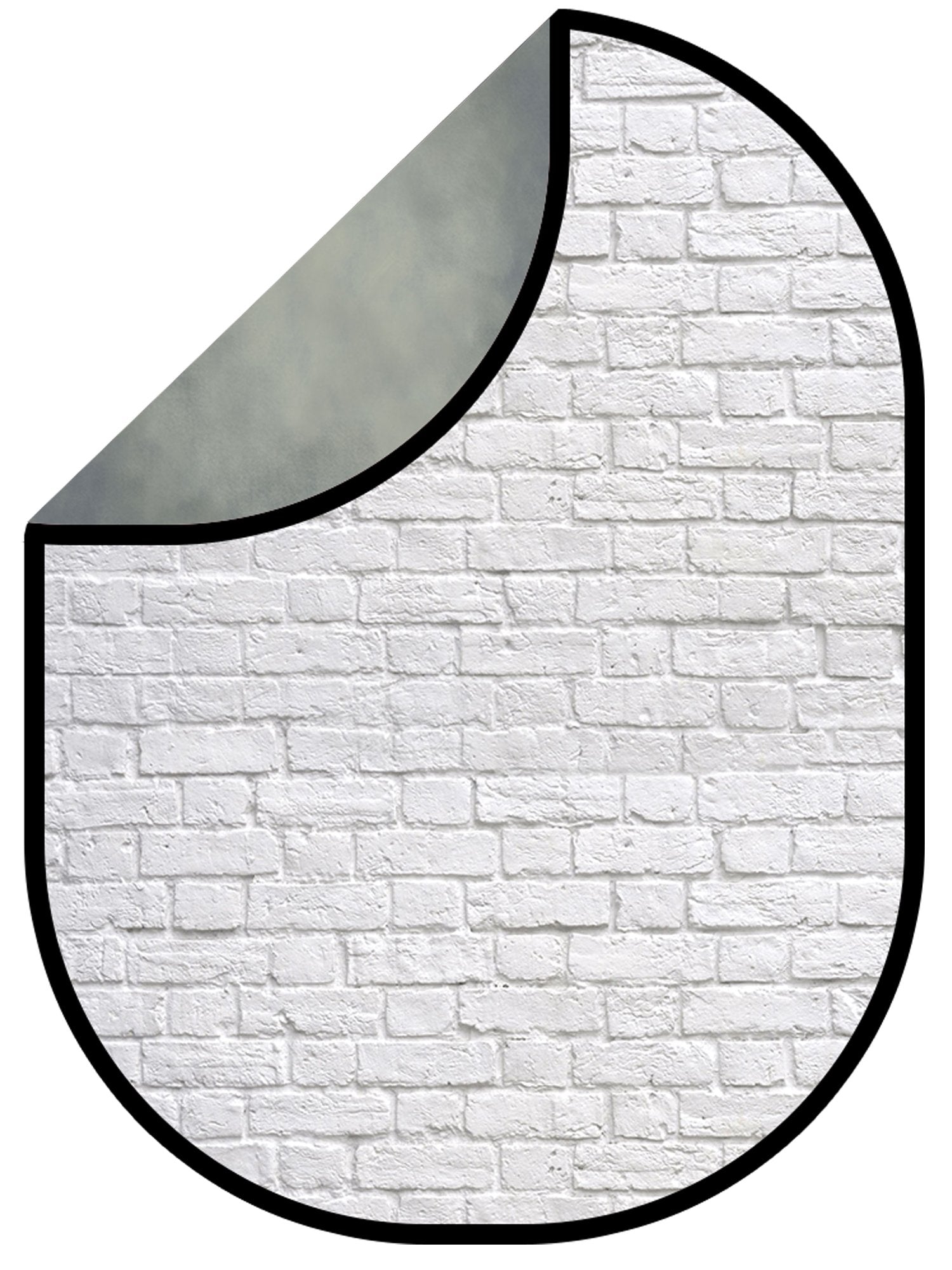 Kate Cold Tones Of Gray And Little Green/White Brick Solid Collapsible Backdrop Photography 5X6.5ft(1.5x2m) -UK