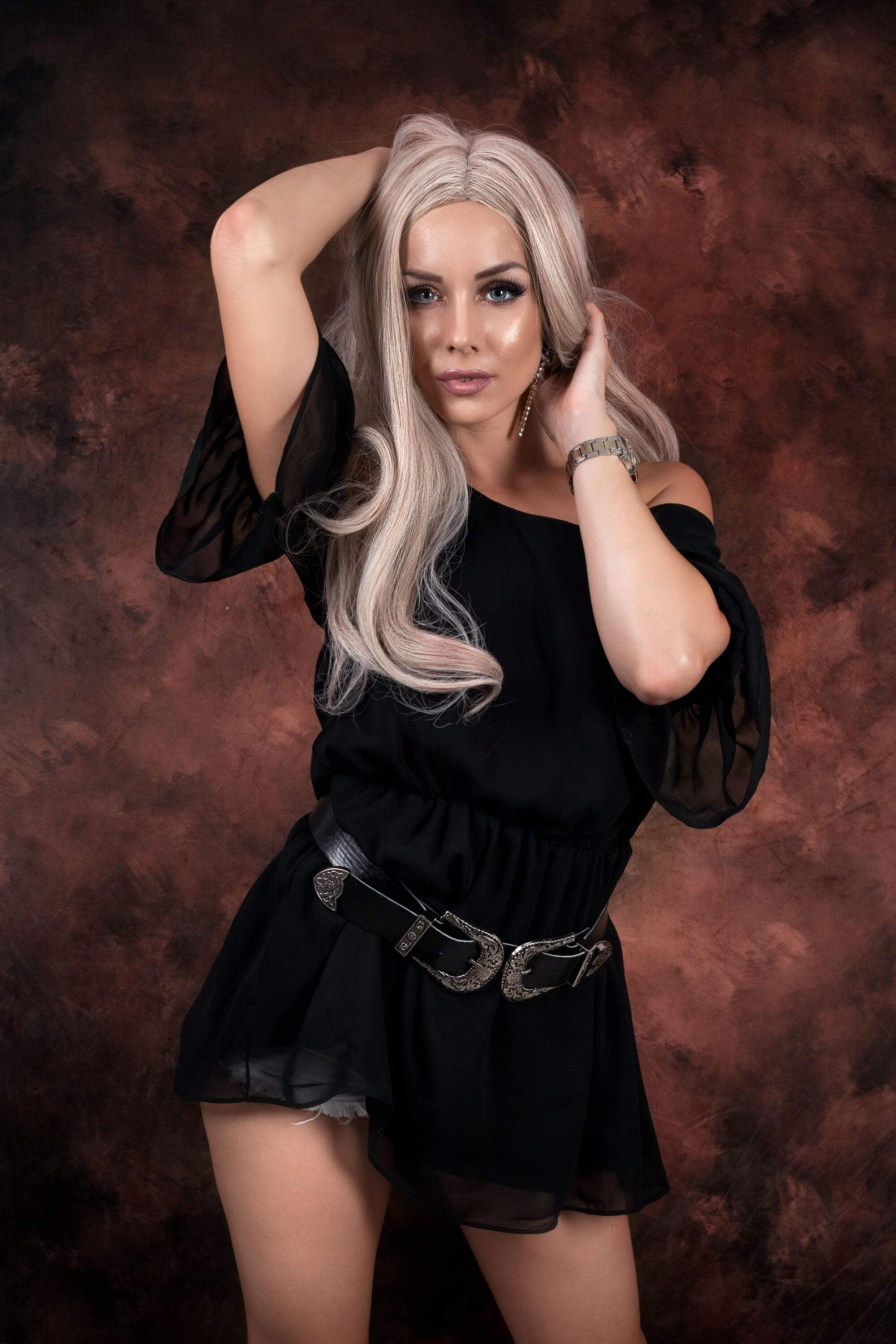 Kate Brown Oil Painting/Blue Texture Collapsible Backdrop Photography 5X6.5ft(1.5x2m) -UK