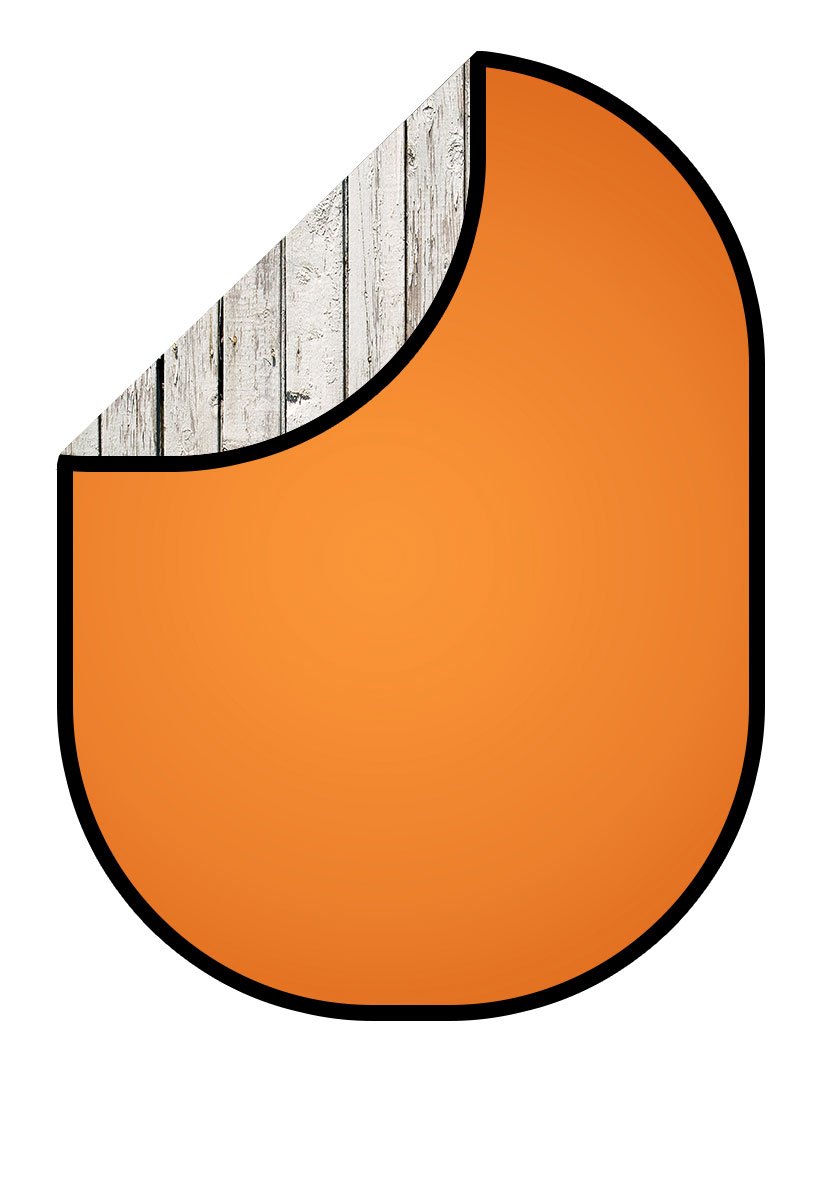 Kate Retro White Wood / Solid Orange Color Collapsible Backdrop Photography 5X6.5ft(1.5x2m) -UK