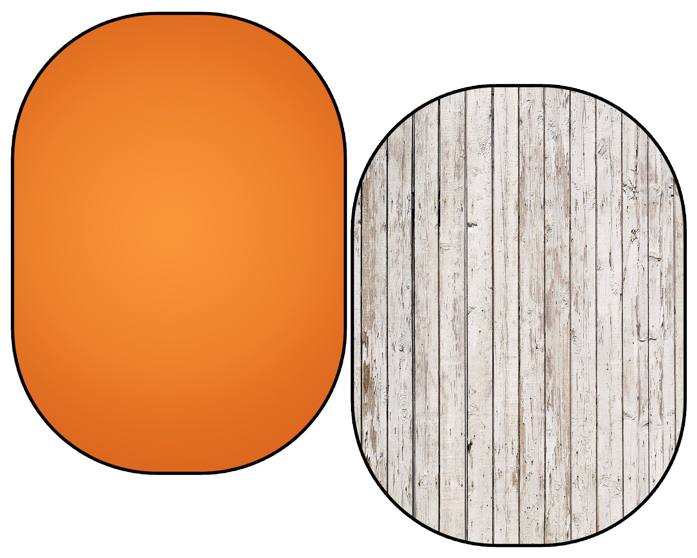 Kate Retro White Wood / Solid Orange Color Collapsible Backdrop Photography 5X6.5ft(1.5x2m) -UK