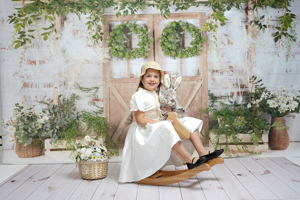 Kate Spring/Mother's day Green Plants Barn Door Backdrop Designed by Jia Chan Photography -UK