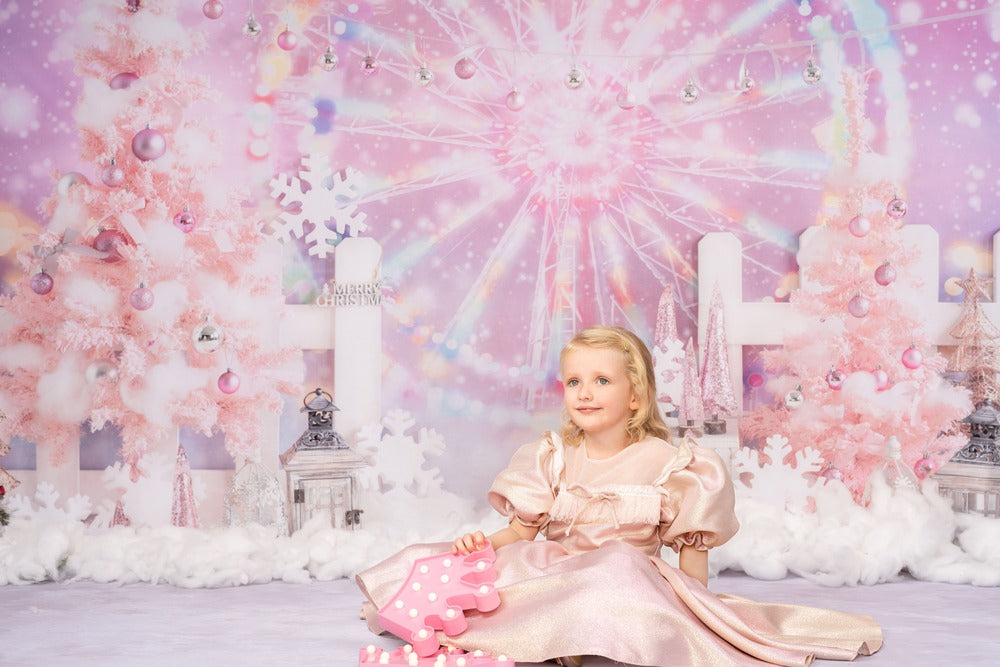 Kate Christmas Pink Fantasy Ferris Wheel Backdrop Designed by GQ -UK