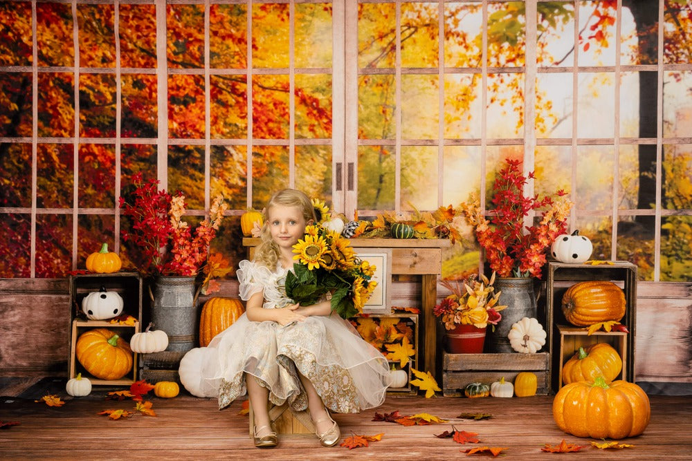 Kate Autumn Pumpkin Window Backdrop Designed by Uta Mueller Photography