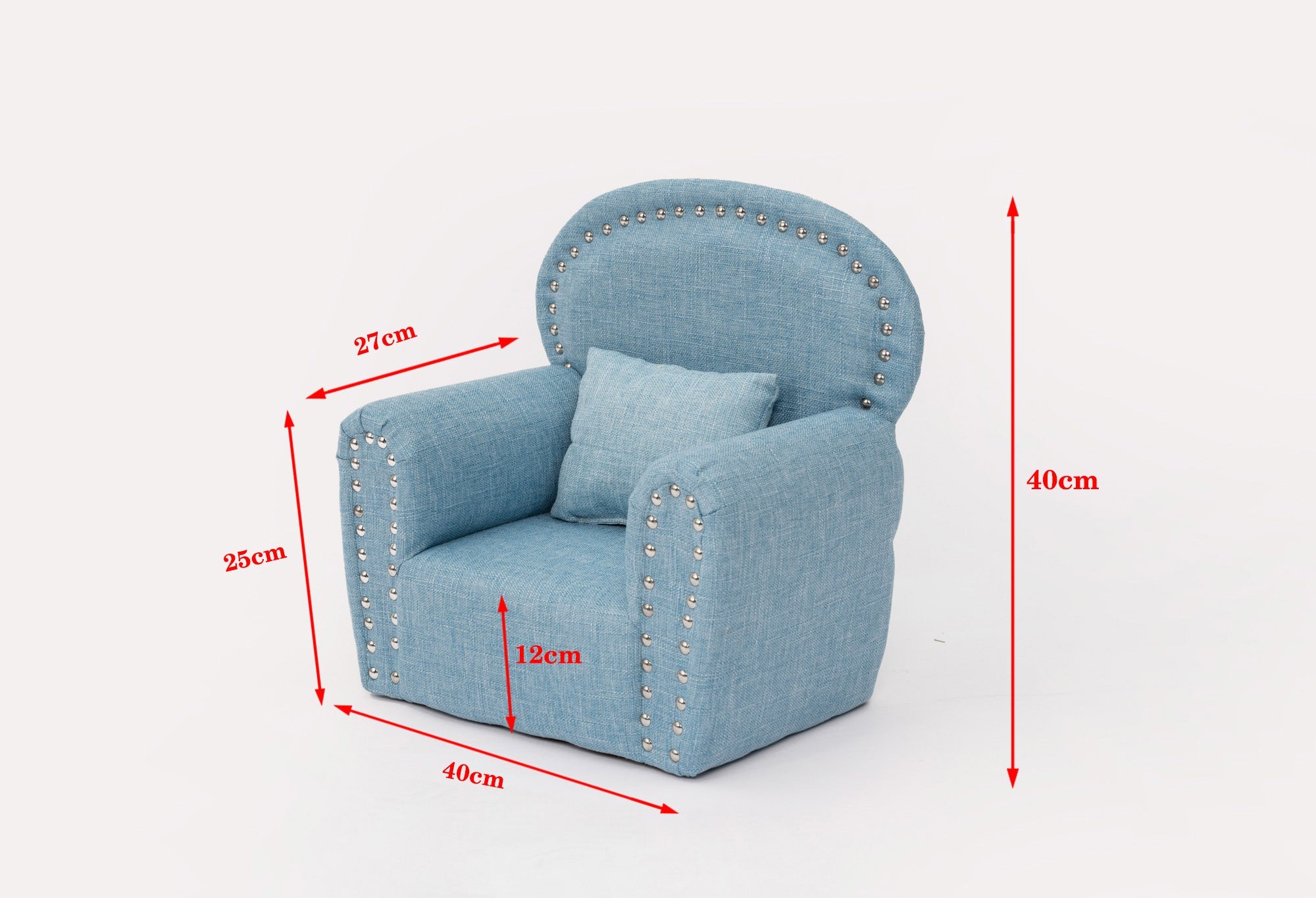 Kate Blue Fabric Mini Sofa with Rivet Newborn Props for Photography -UK