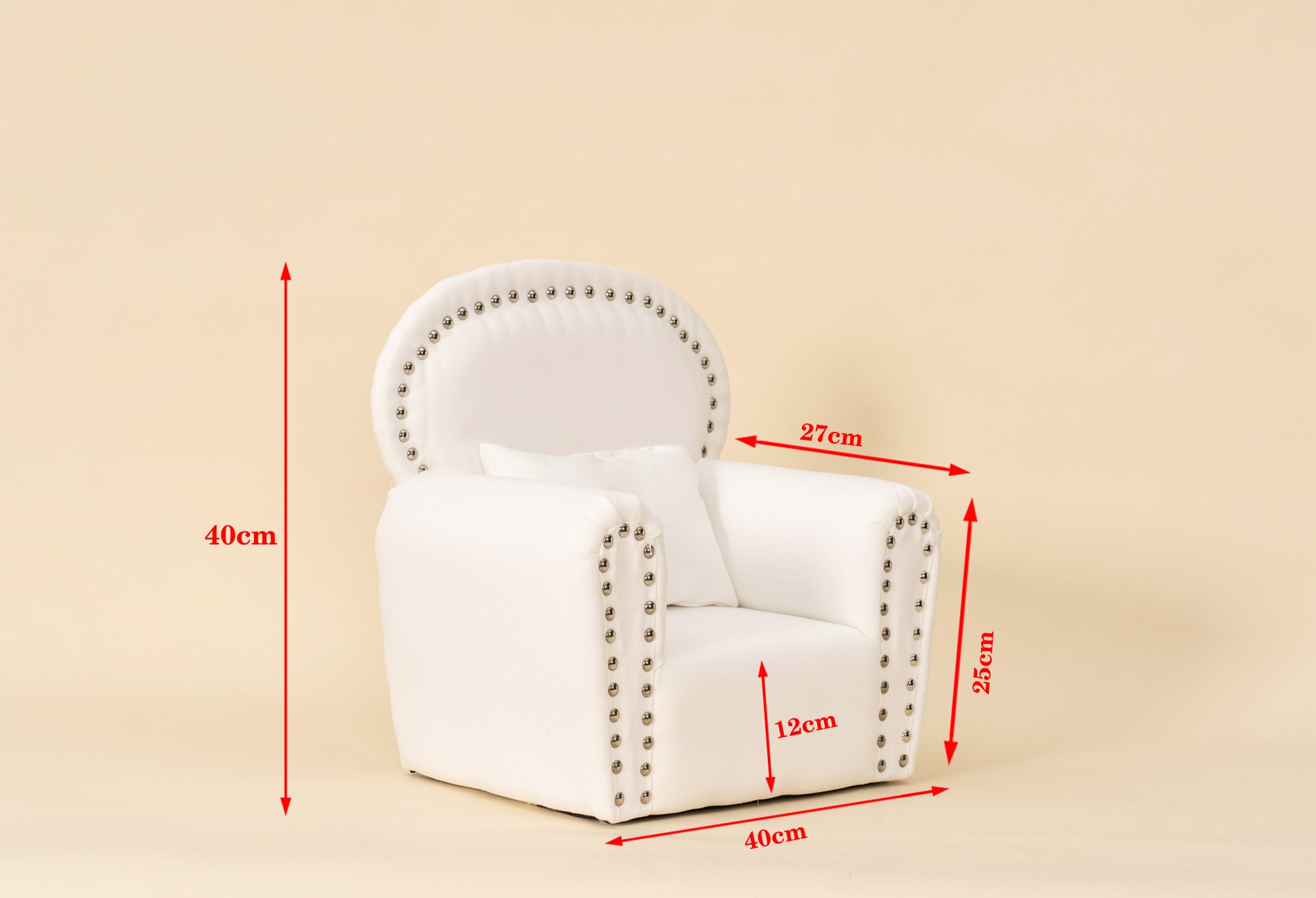 Kate White Mini Fabric Sofa with Rivet Newborn Props for Photography -UK