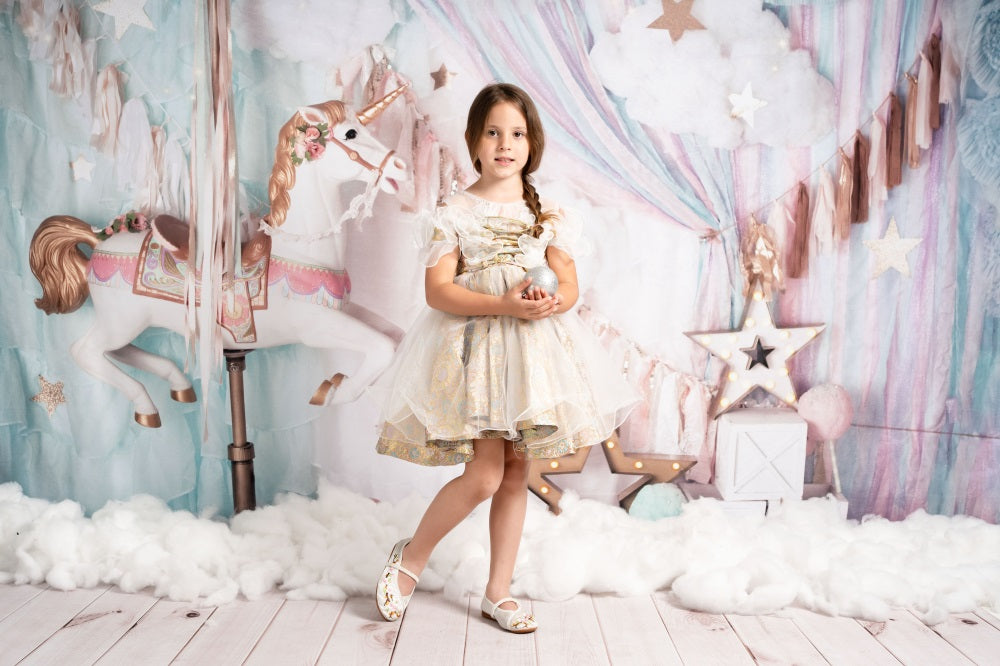 Kate Unicorn Carousel Dreams Backdrop Designed by Mandy Ringe Photography