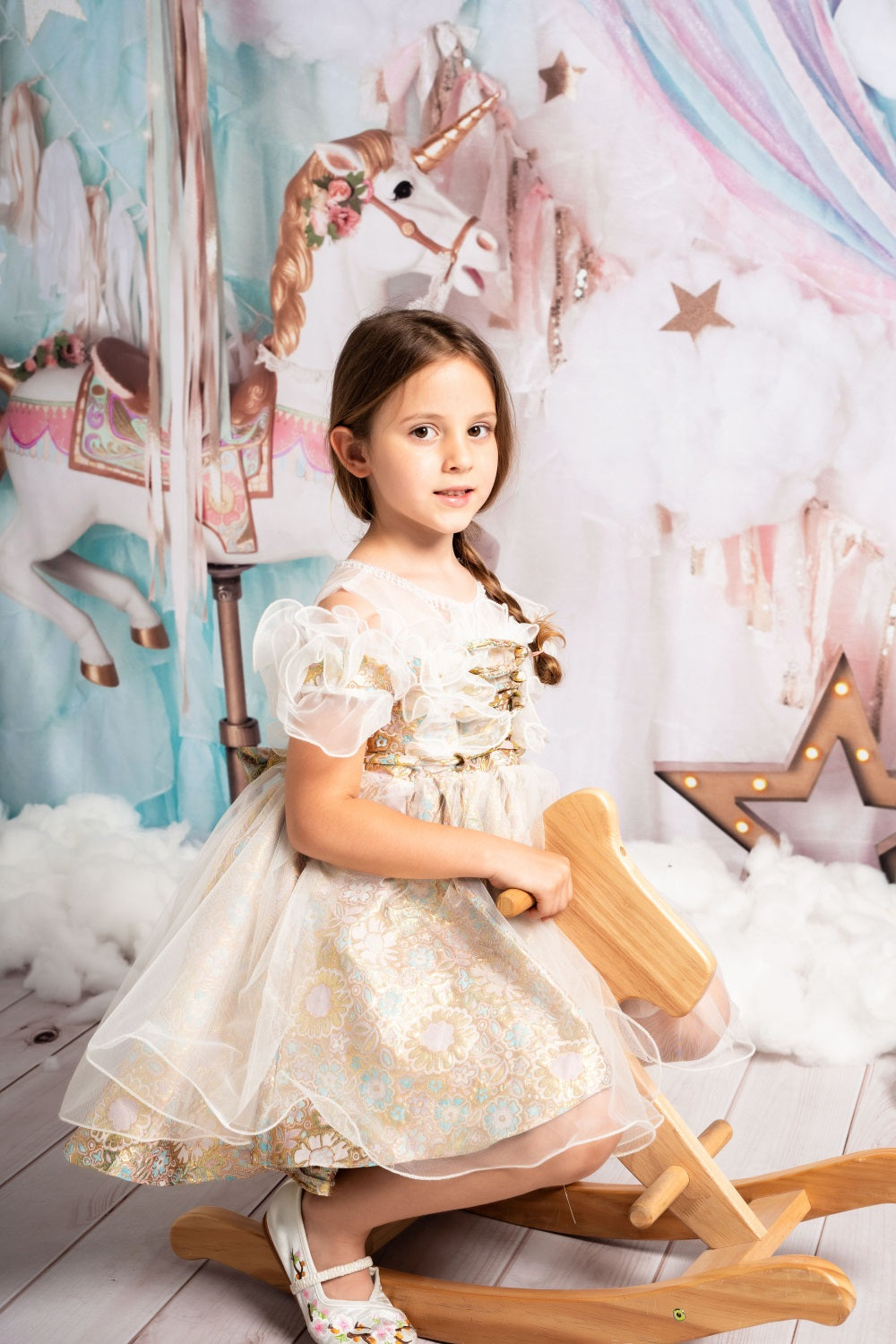 Kate Unicorn Carousel Dreams Backdrop Designed by Mandy Ringe Photography