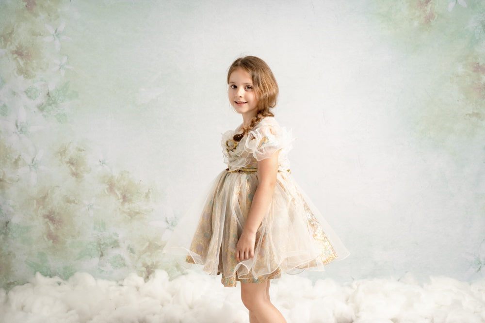 Kate Fine Art Watercolors Green Flowers Abstract Backdrop designed by Veronika Gant -UK