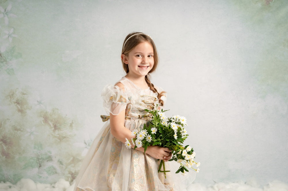 Kate Fine Art Watercolors Green Flowers Abstract Backdrop designed by Veronika Gant -UK