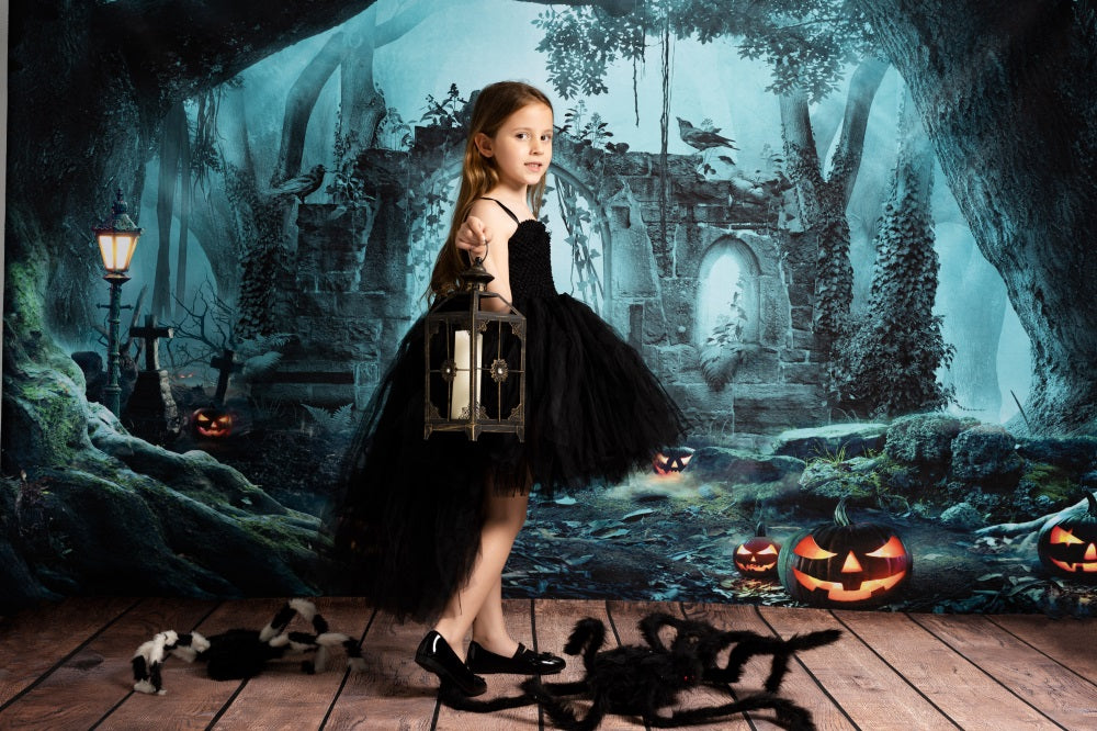 Kate Halloween Pumpkin Forest Backdrop for Photography -UK
