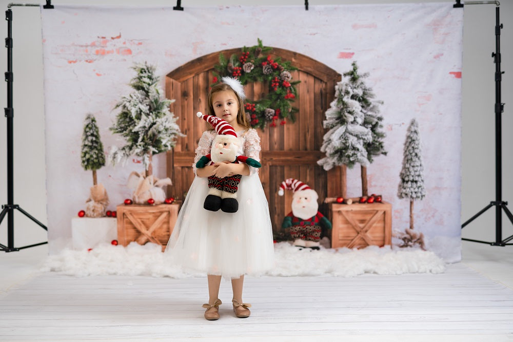 Kate Christmas Tree Snow Barn Door Backdrop Designed by Emetselch -UK