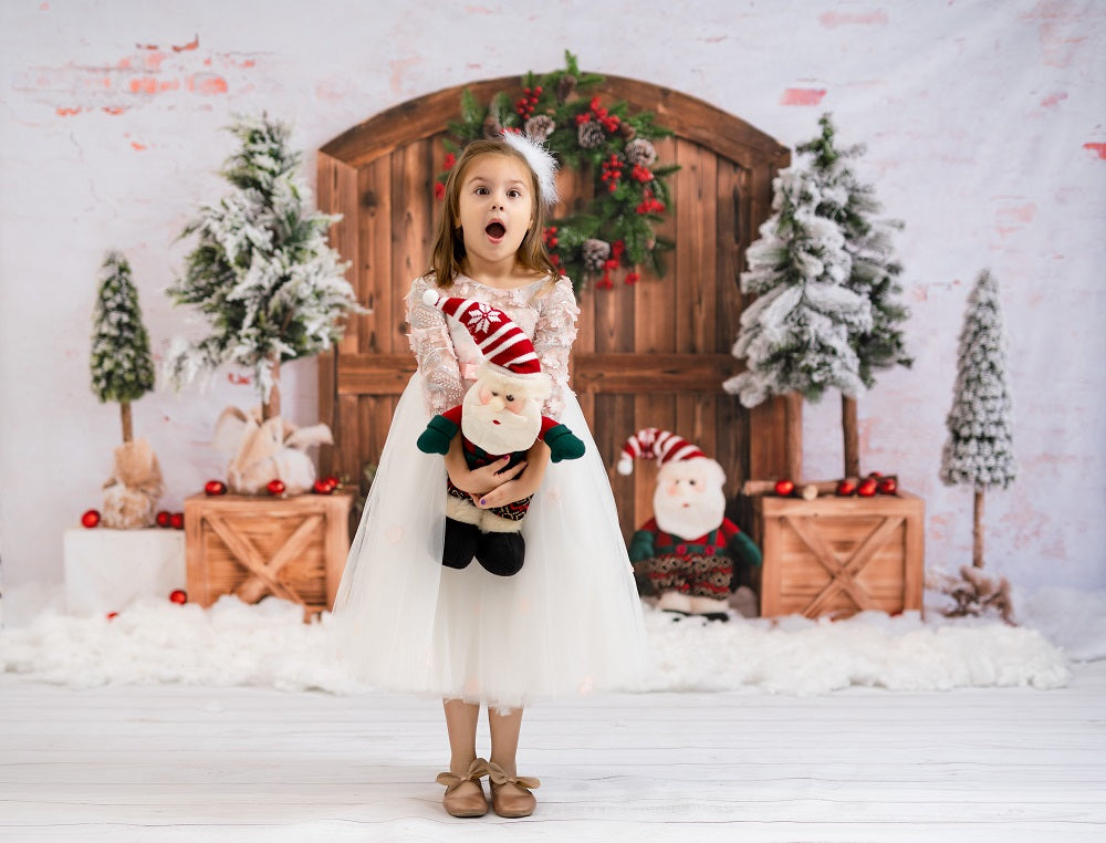 Kate Christmas Tree Snow Barn Door Backdrop Designed by Emetselch -UK