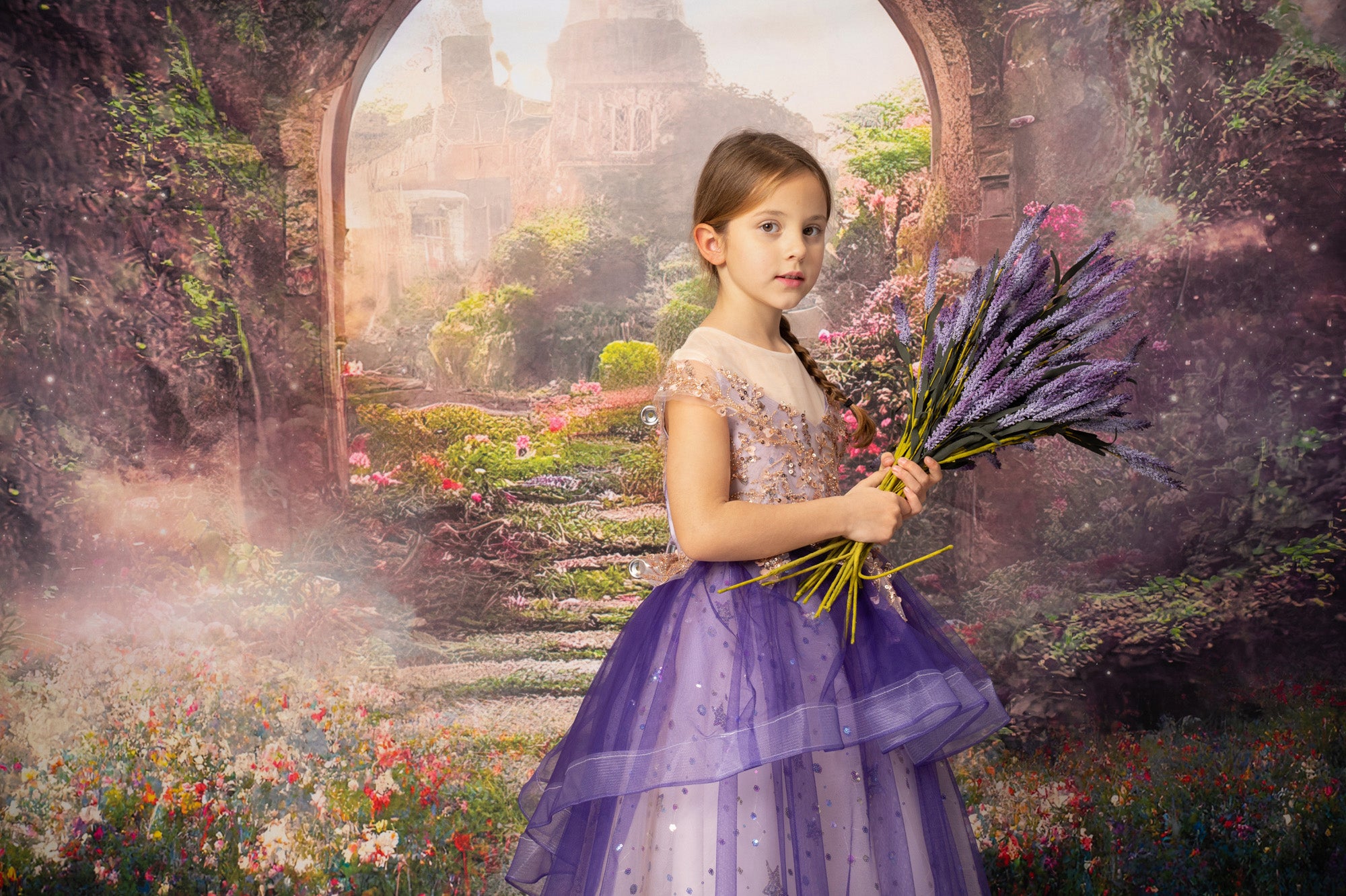 Kate Spring Magic Flower Garden Castle Backdrop for Photography