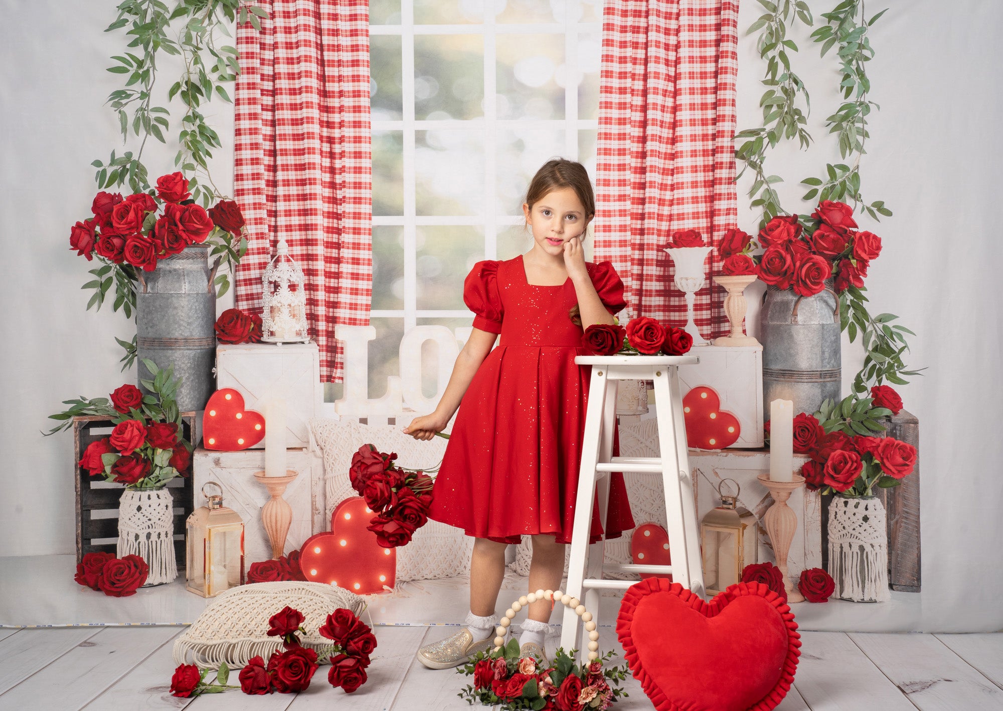 Kate Valentine's Day Rose Boho Window Backdrop Designed by Emetselch -UK