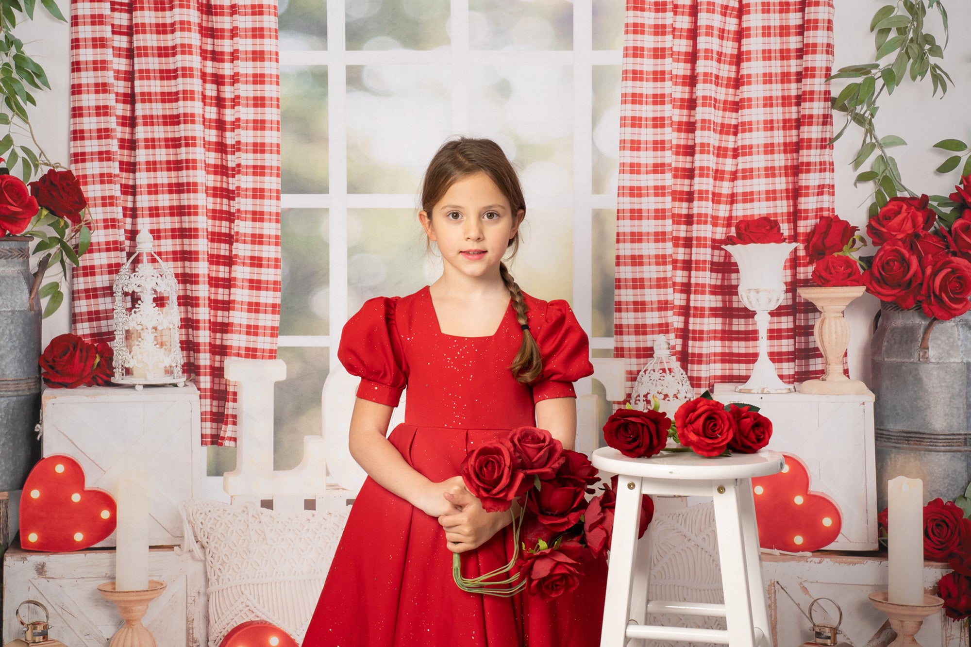 Kate Valentine's Day Rose Boho Window Backdrop Designed by Emetselch -UK