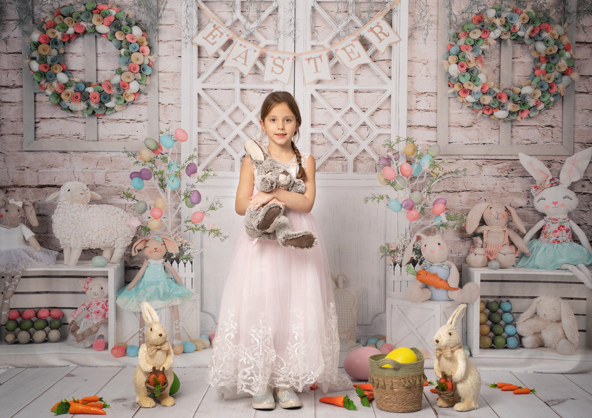 Kate Barn Door Colorful Egg Easter Backdrop for Photography -UK