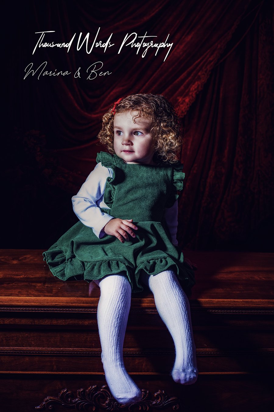 Kate Red Vintage Curtain Backdrop Designed by Marina Smith -UK