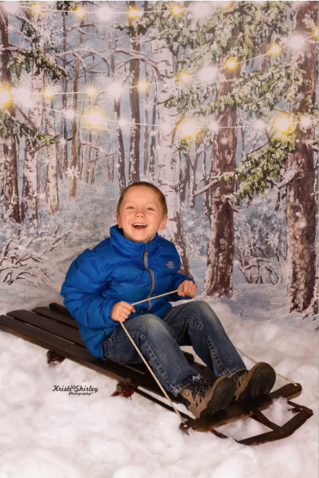 Kate Christmas Winter Snow Tree With Lights Backdrop for Photography Designed by JFCC -UK