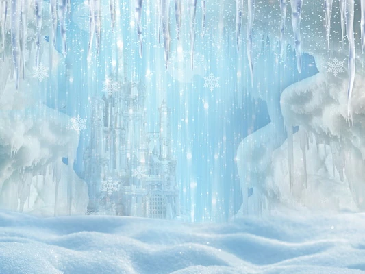 Winter Ice Frozen Snow Castle/Christmas Backdrop