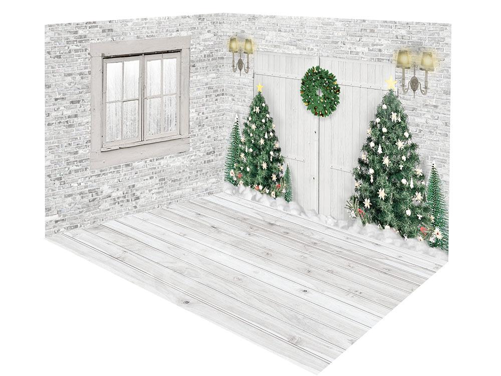 Kate Xmas White Door Christmas Tree Window Room Set -UK