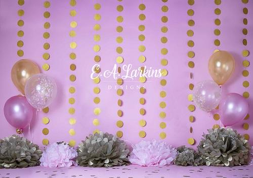 Kate Pink and Gold Balloons Backdrop for Photography Designed By Erin Larkins -UK