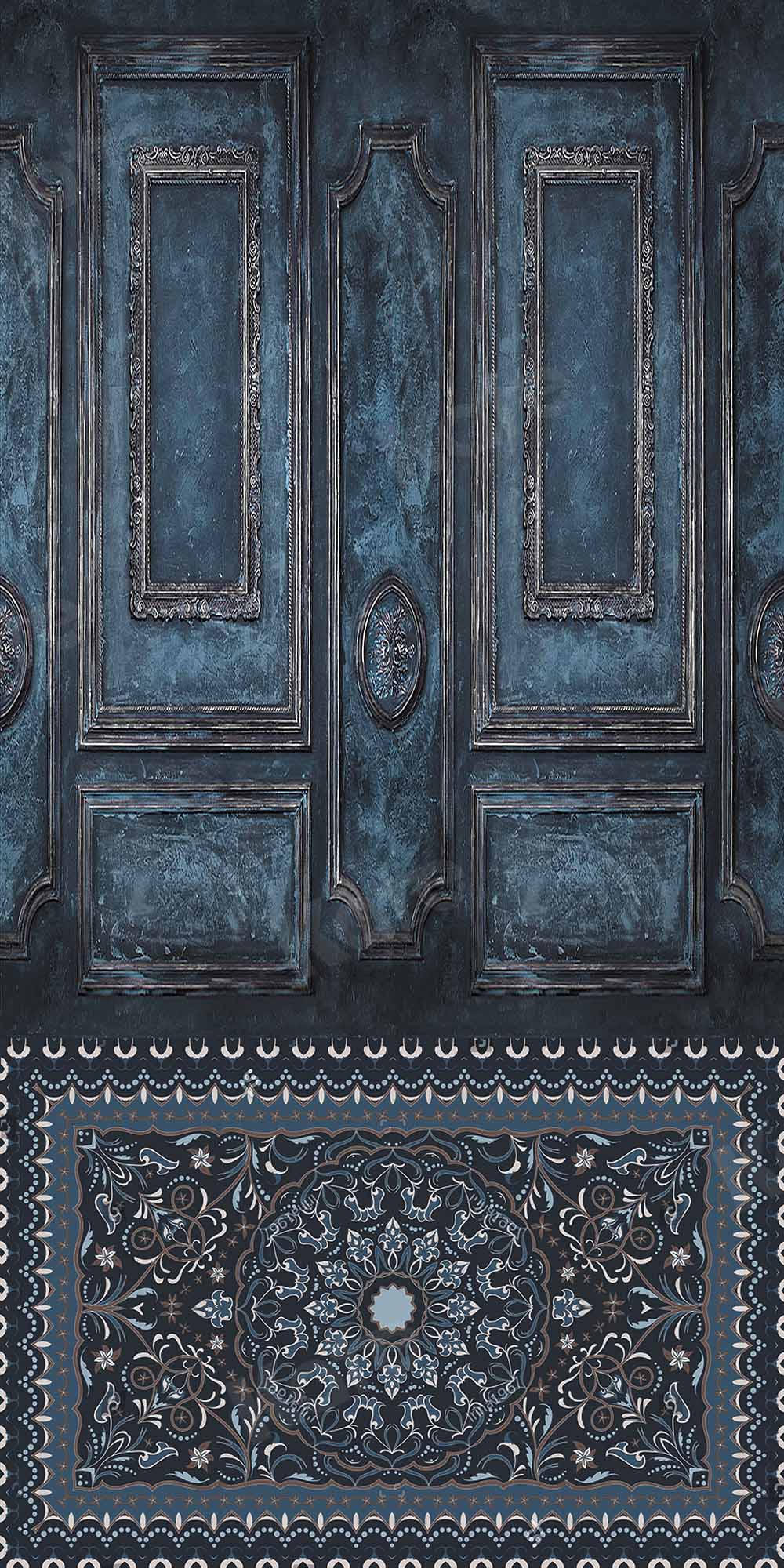 Kate Sweep Blue Retro Wall Carpet Backdrop for Photography -UK