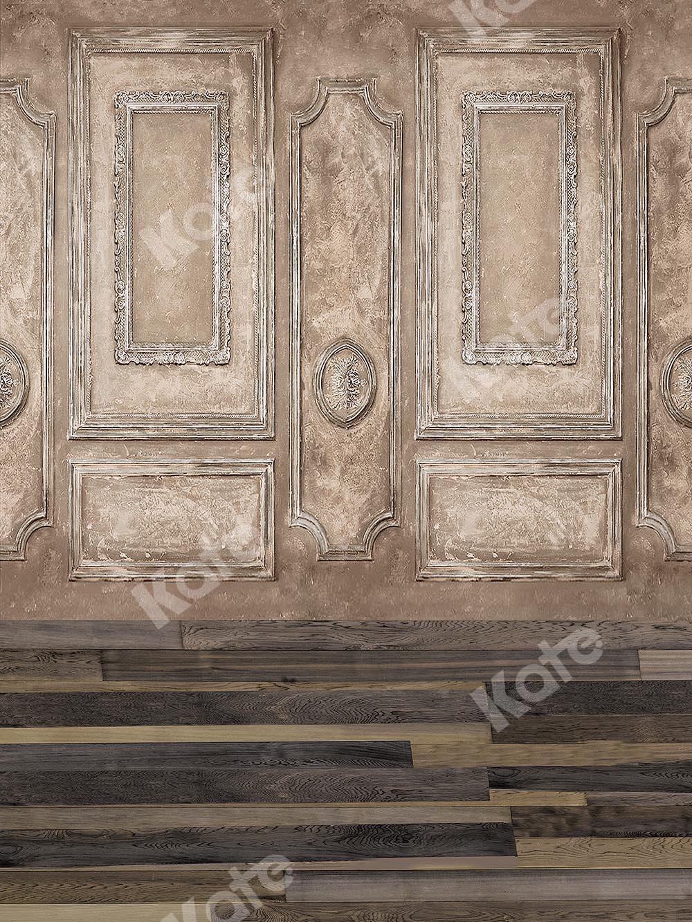 Kate Retro Wall with Wood Floor Backdrop Designed by Chain Photography -UK