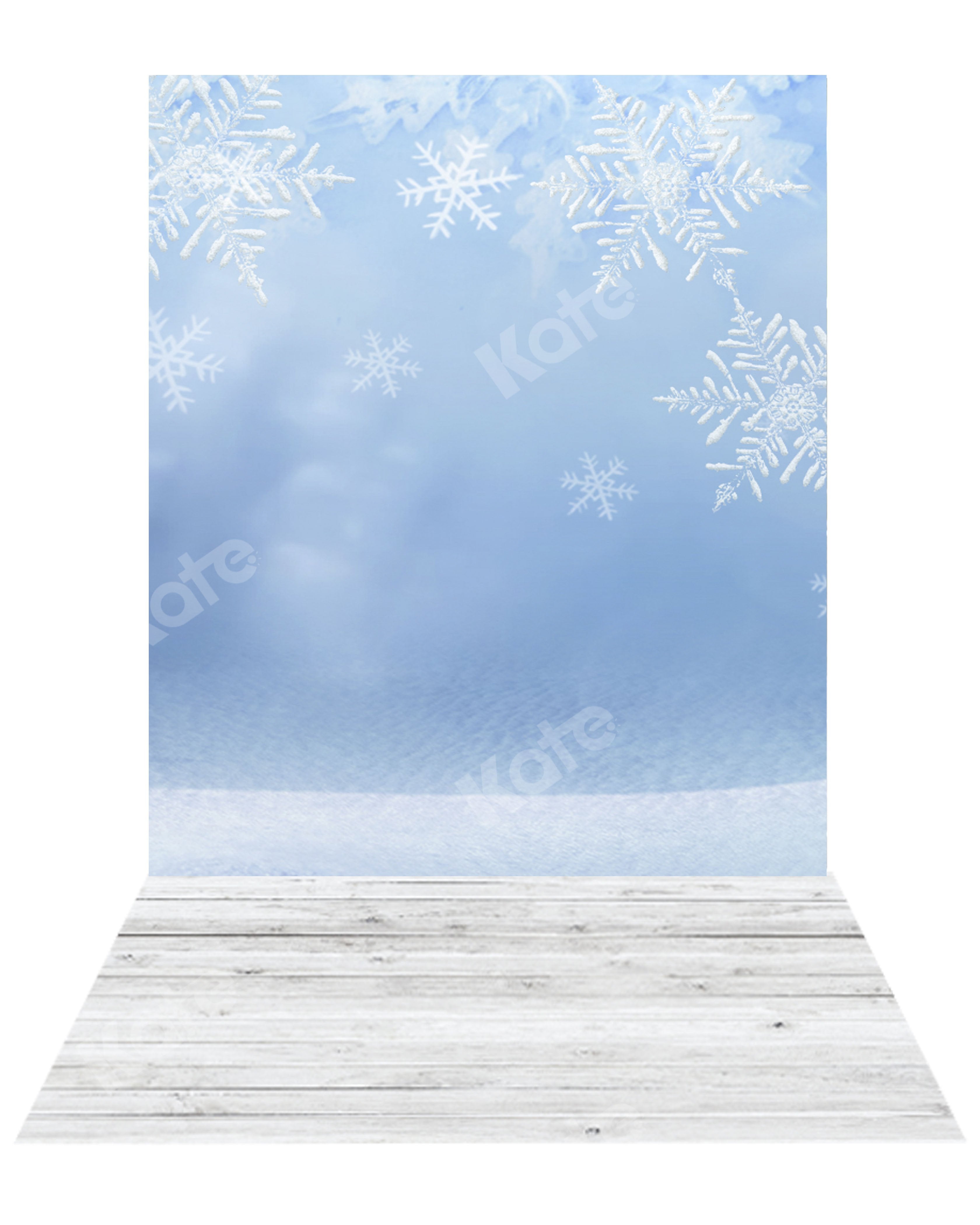 Kate Winter Snowflake Backdrop+ Wood Rubber Floor Mat -UK