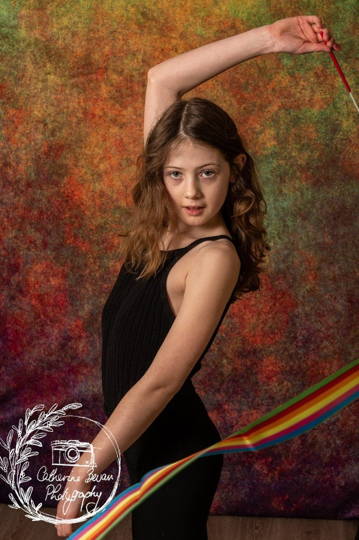 Kate Abstract Rusty Orange Green Textured Backdrop for photography -UK